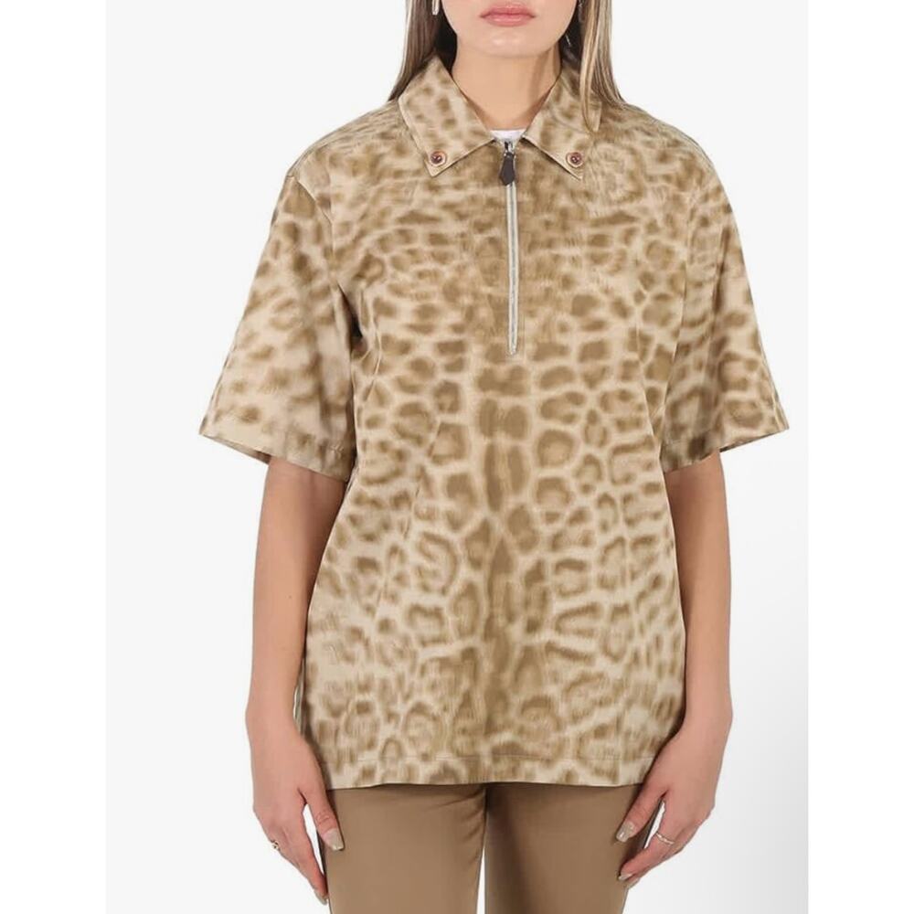 $740 New Burberry Animal Print Cotton Zip Shirt - US 2 - Picture 2 of 10